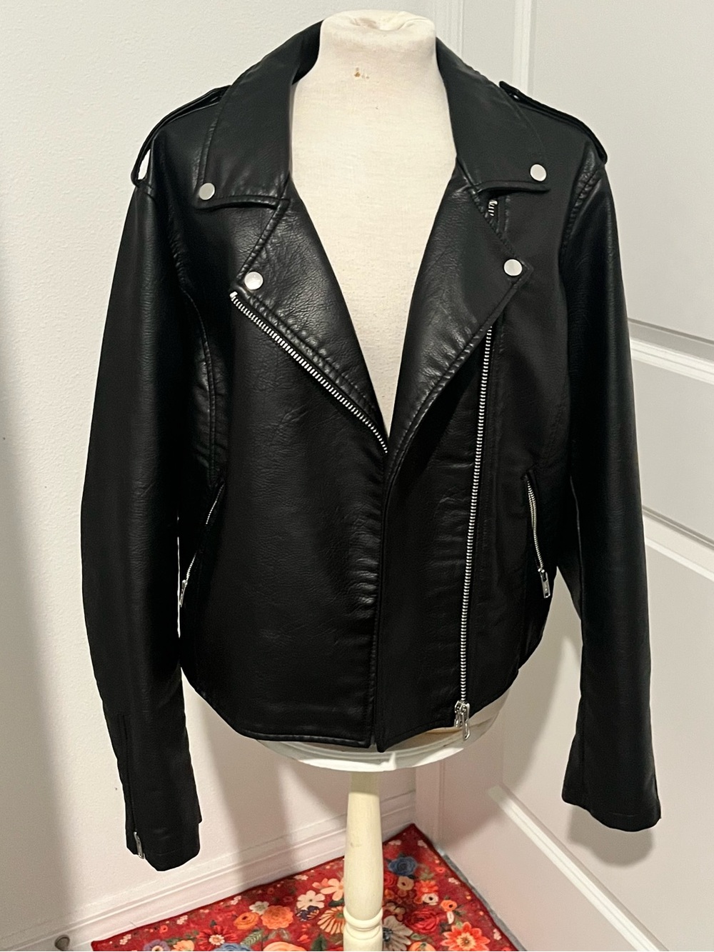 No Boundaries Black Faux Leather Moto Jacket